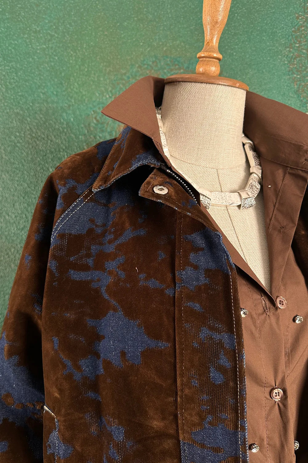 Kadife Gölgeli Kısa Denim Mont