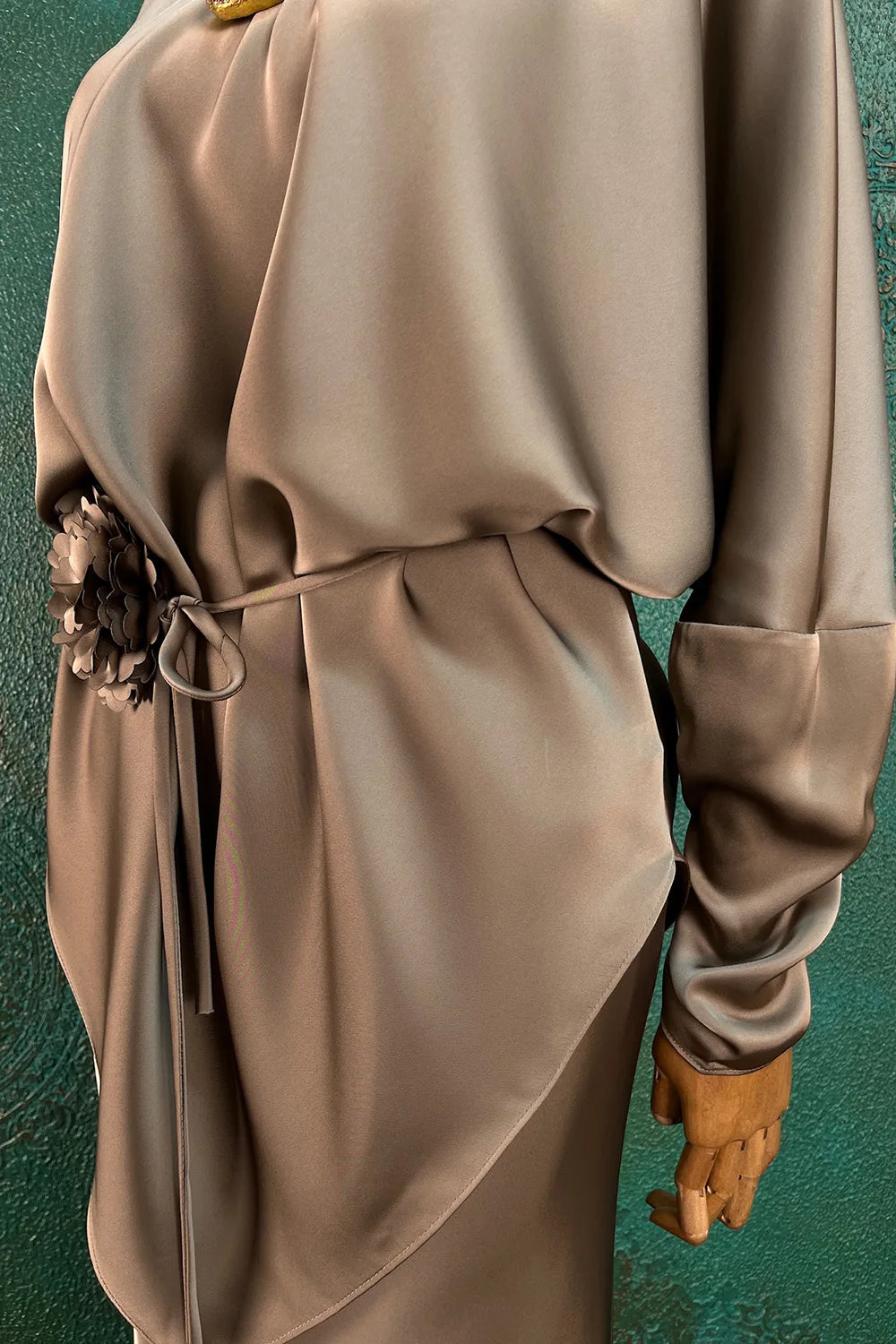 Kayık Yakalı Saten Etek Takım