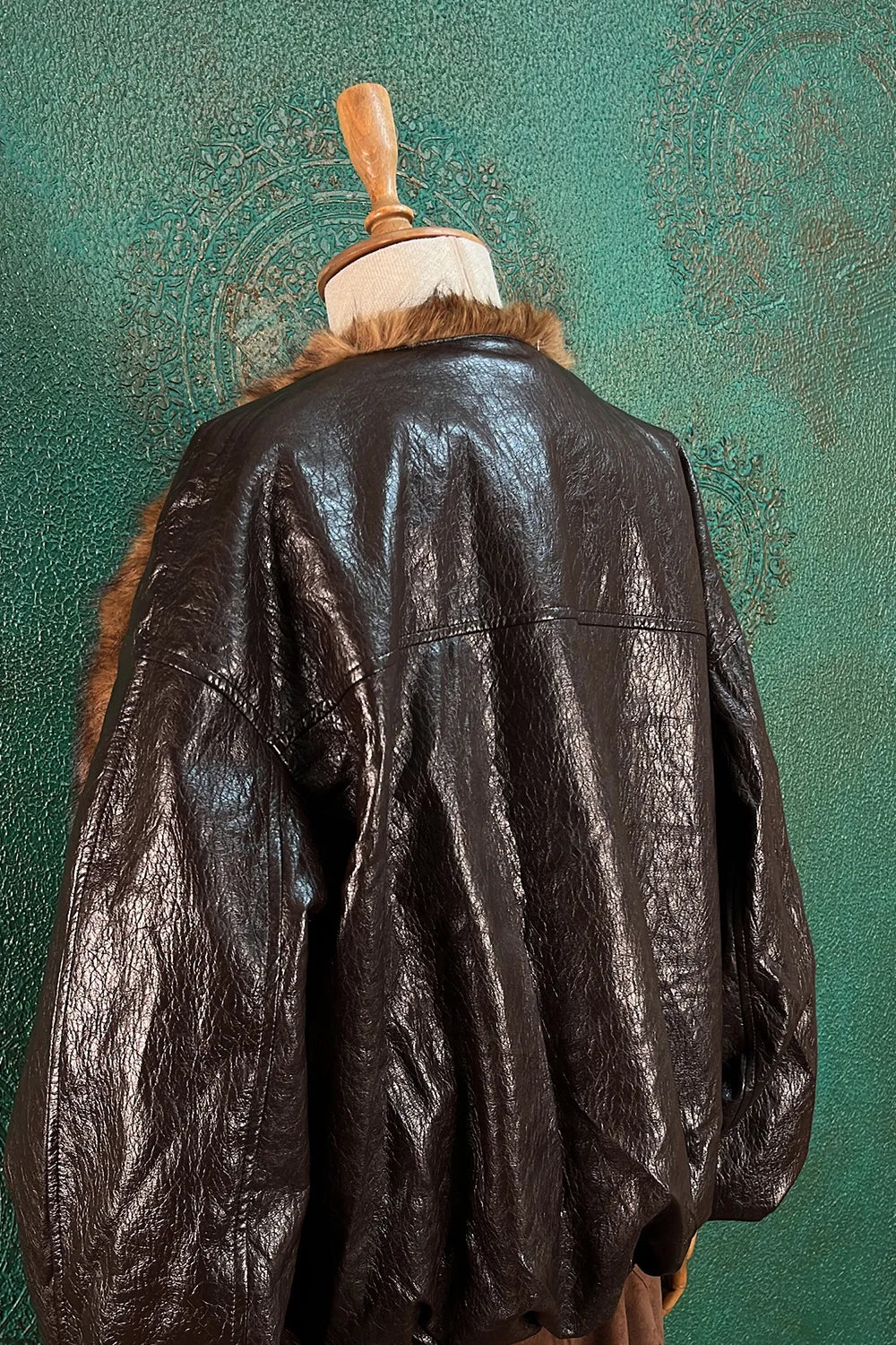 Kürk Yakalı Deri Oversize Mont