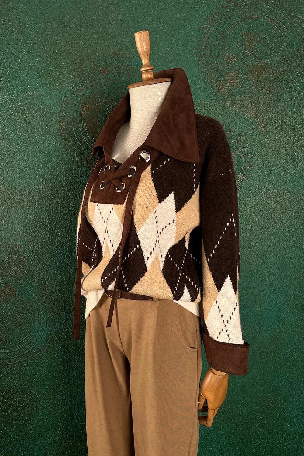 Baklava Desenli Triko Kazak