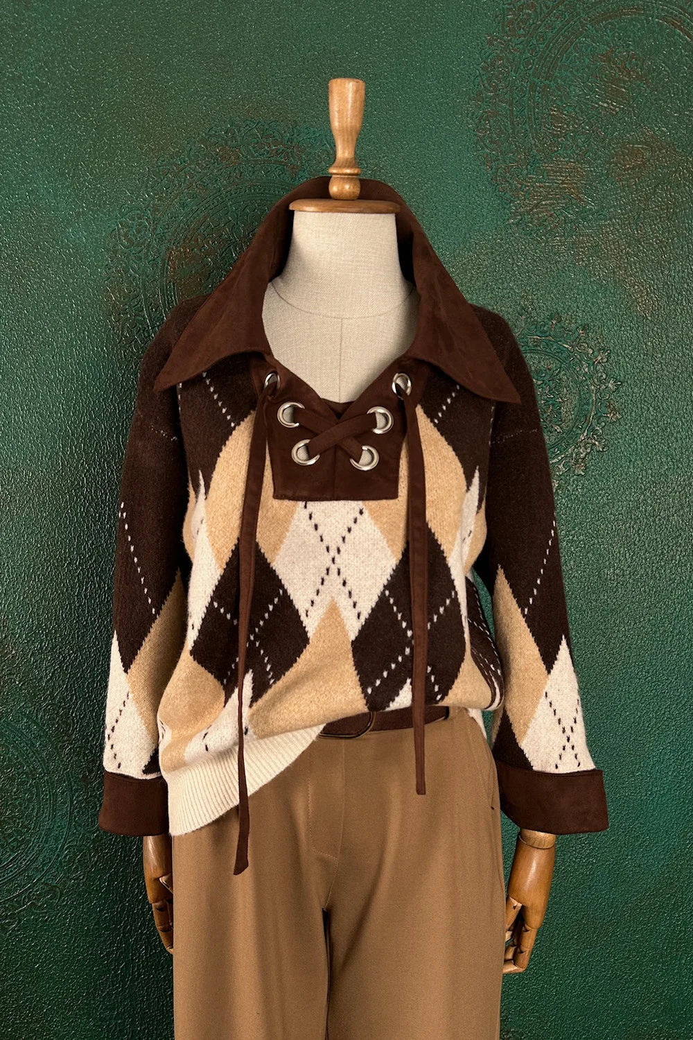 Baklava Desenli Triko Kazak