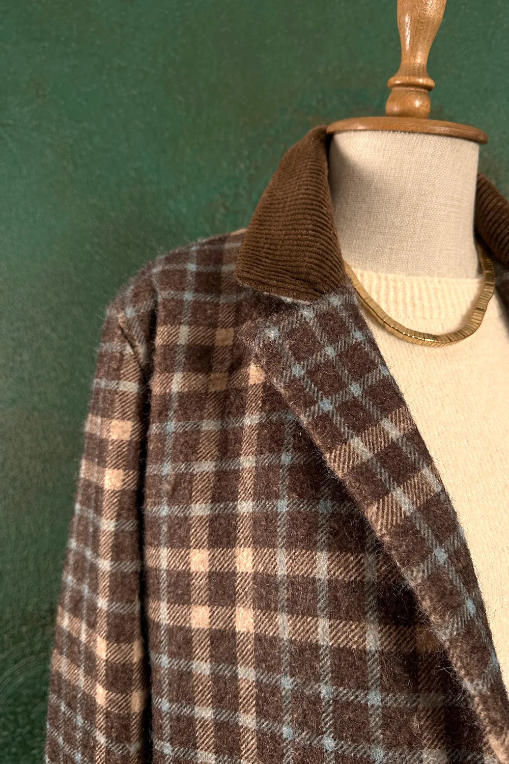 Kadife Yakalı Ekoseli Blazer