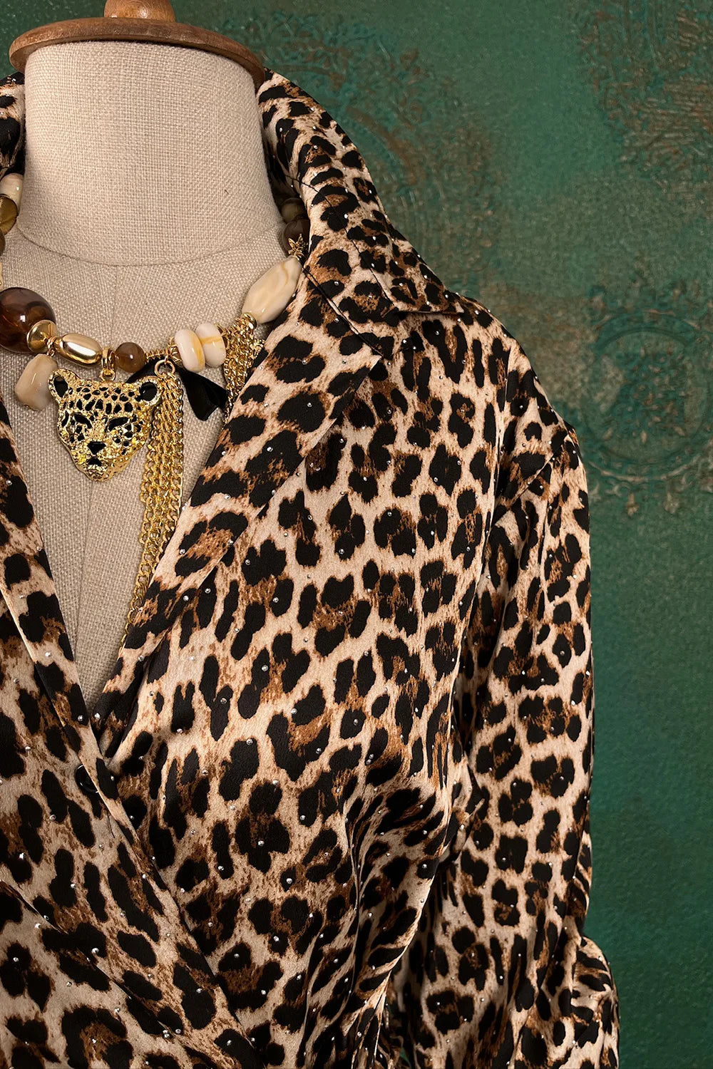 Leopar Desenli Kruvaze Elbise