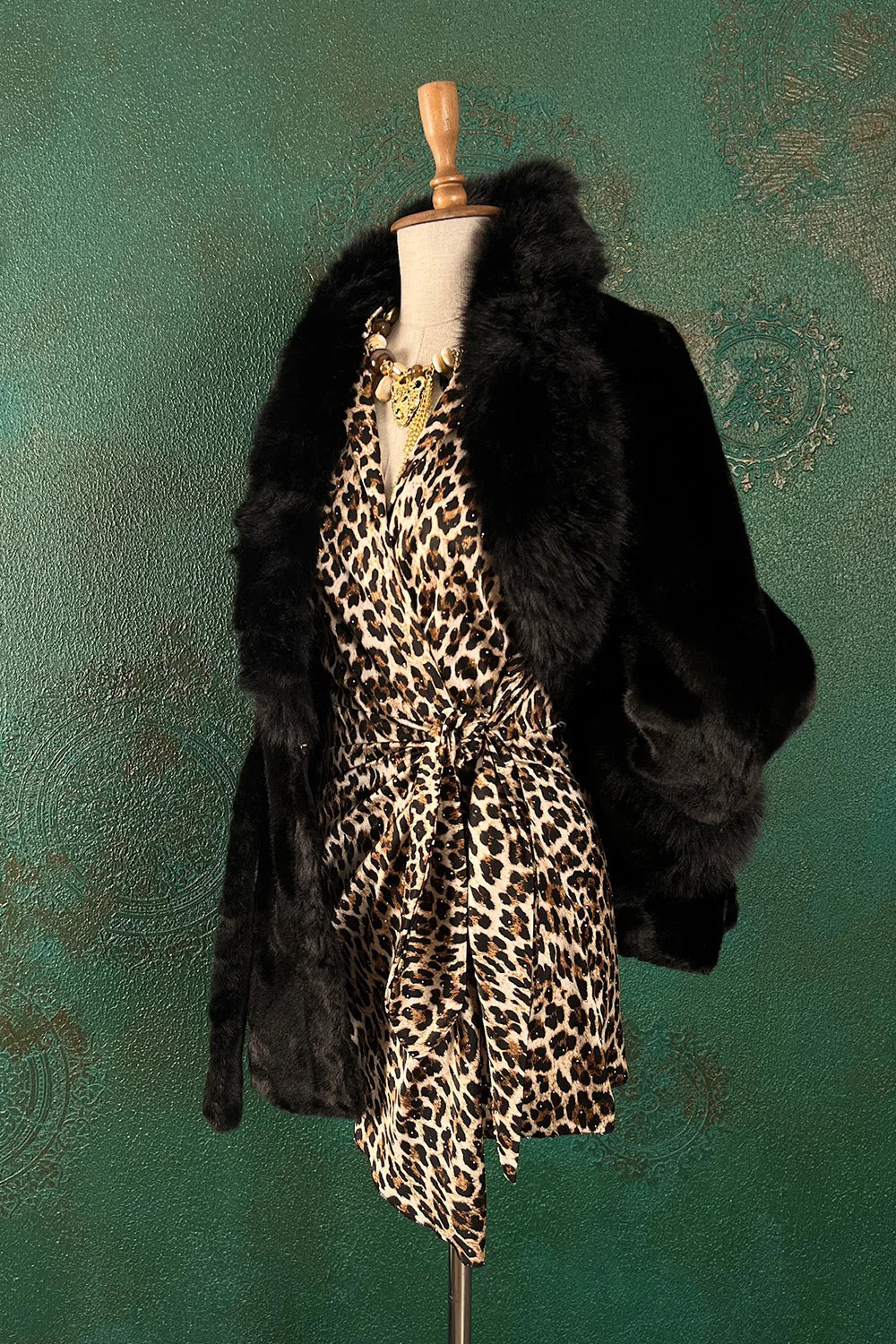 Leopar Desenli Kruvaze Elbise