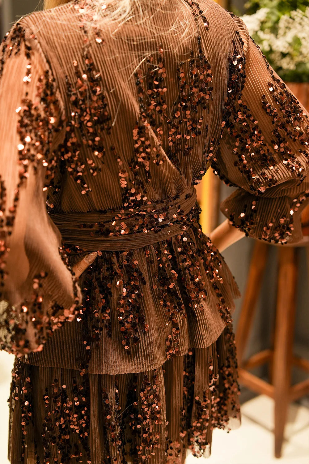 Pul İşlemeli Mini Elbise