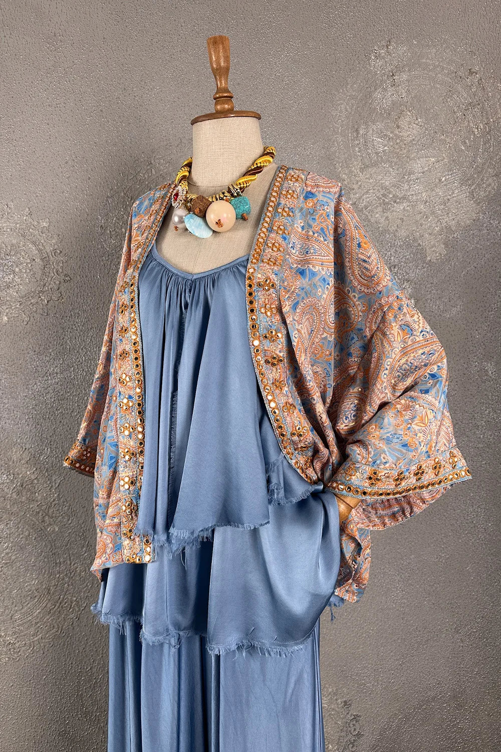 Desenli İpek Kimono