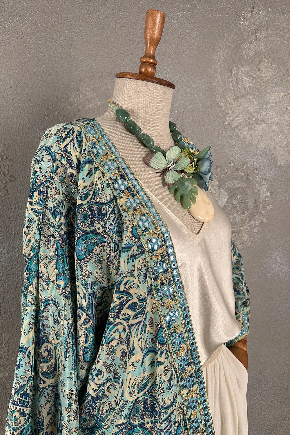 Desenli İpek Kimono