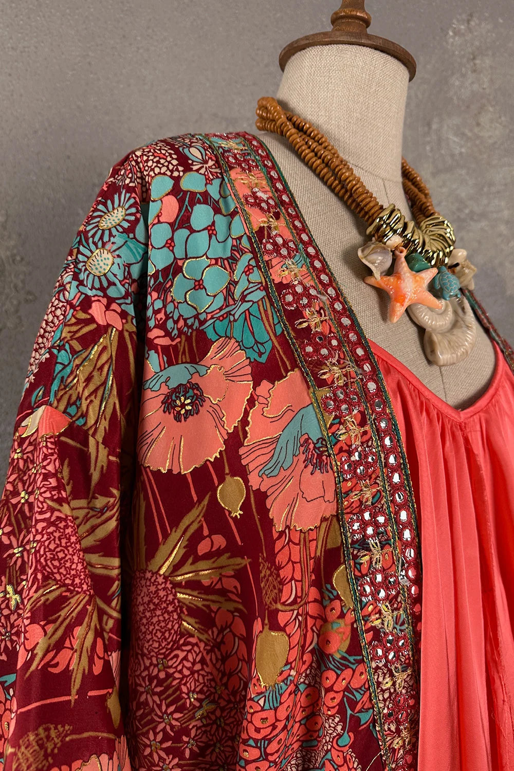 Desenli İpek Kimono