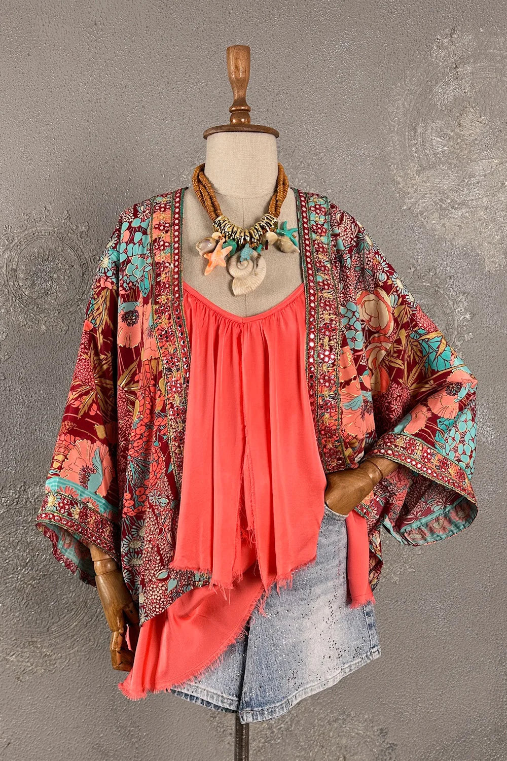 Desenli İpek Kimono