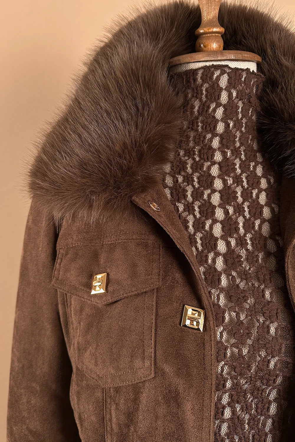 Kürk Yakalı Süet Mont