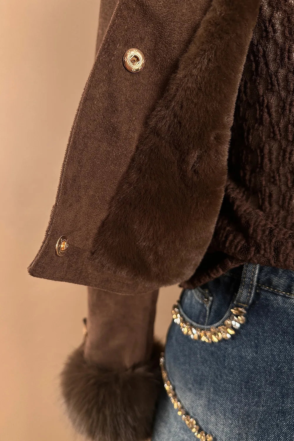 Kürk Yakalı Süet Mont