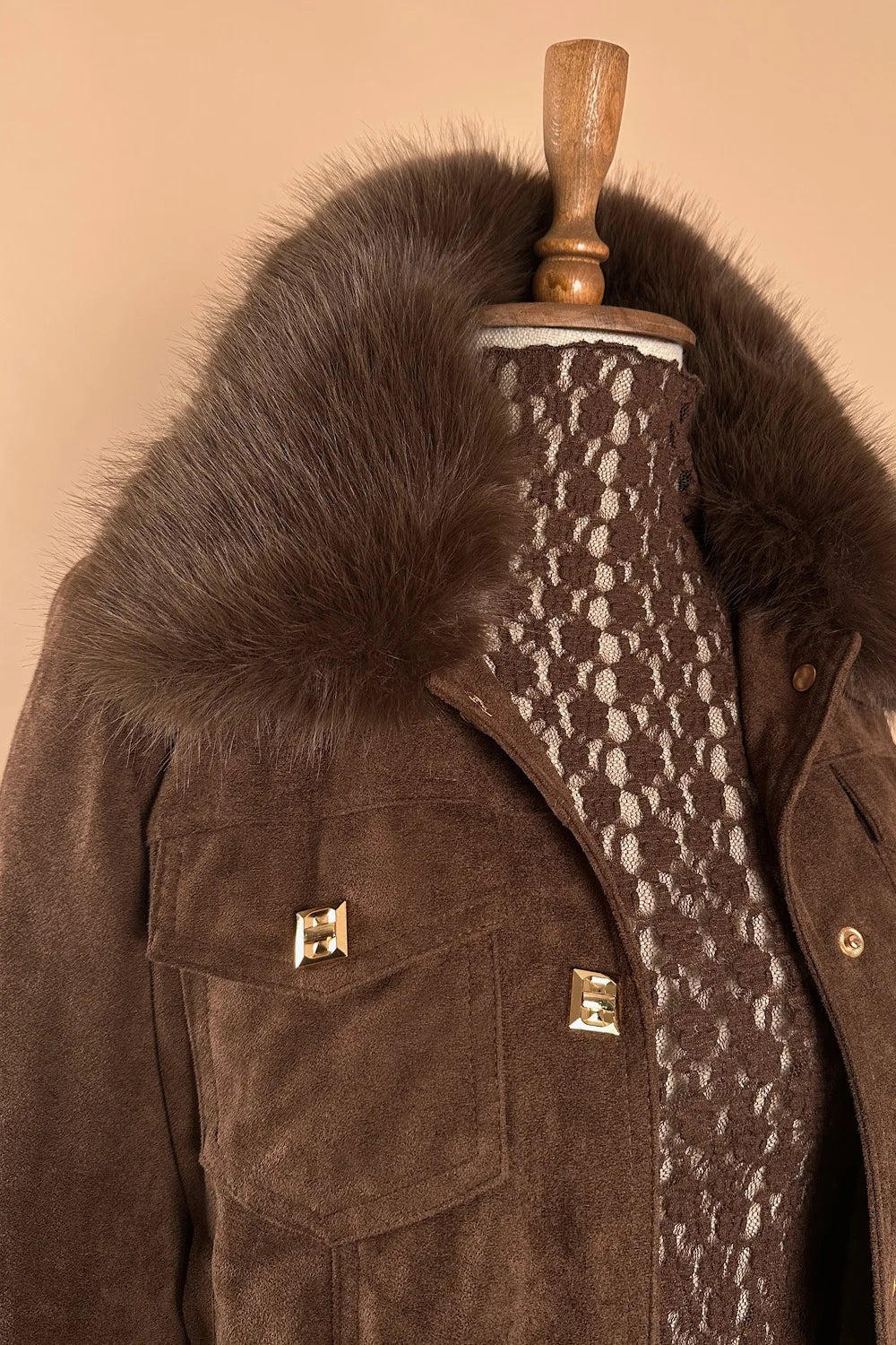 Kürk Yakalı Süet Mont