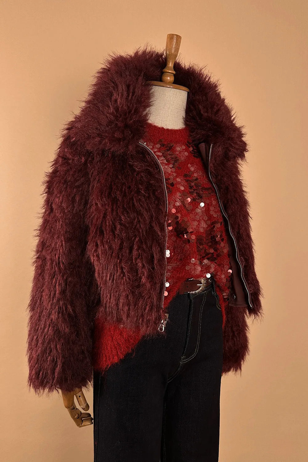 Çift Taraflı Kürklü Deri Ceket