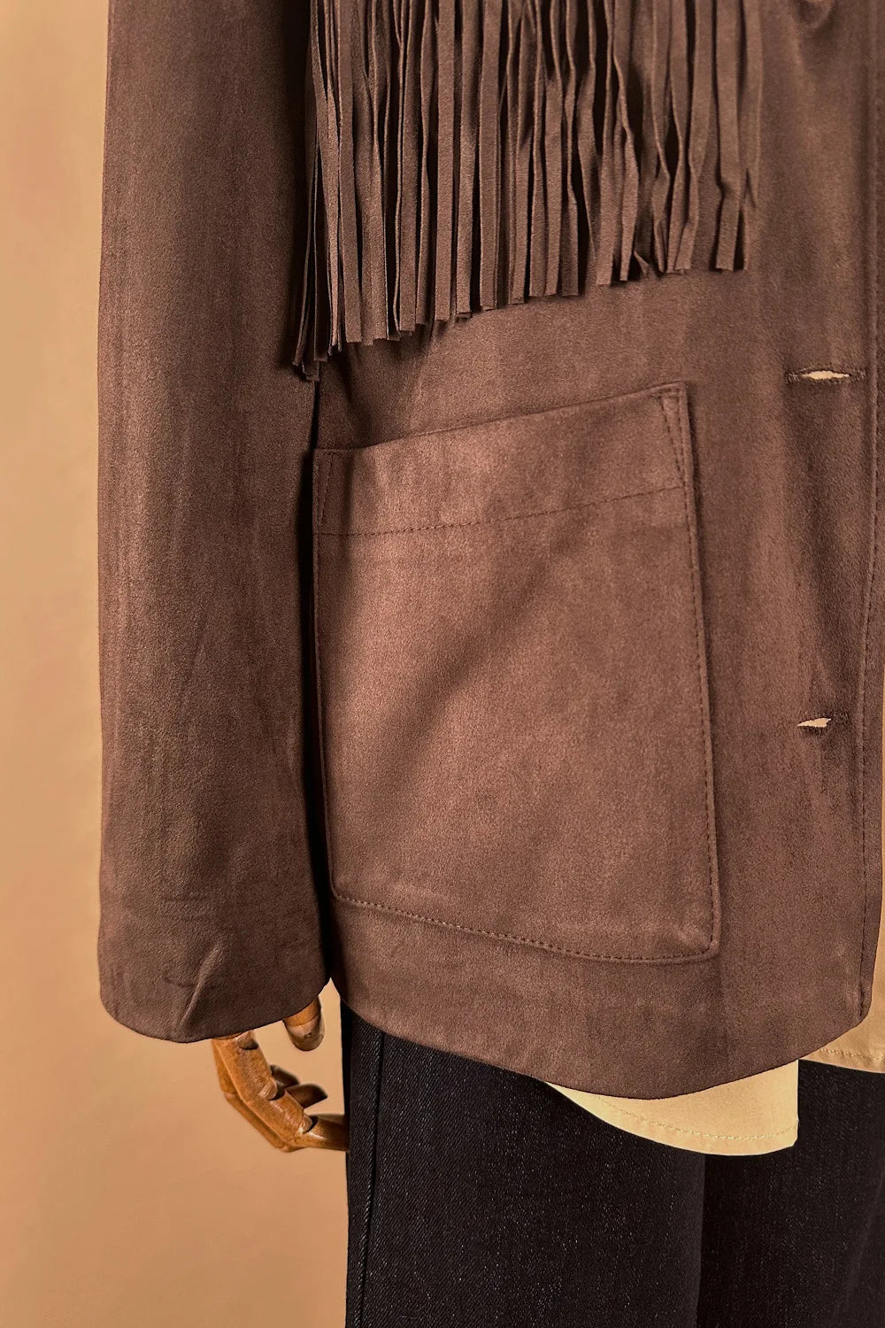 Püskül Detaylı Nubuk Ceket