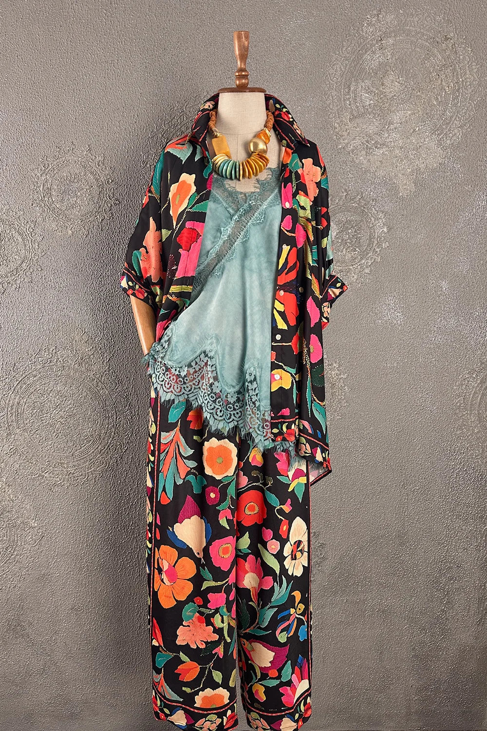 Desenli Oversize Pantolon Takım