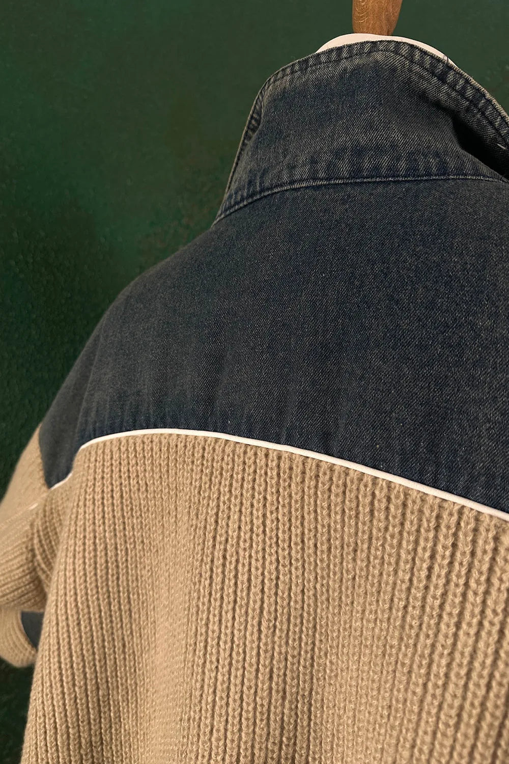 Taş işlemeli Trikolu Denim Ceket