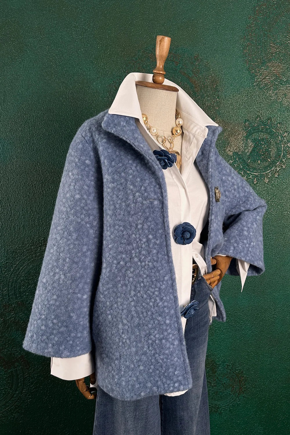 Dik Yakalı Buklet Ceket