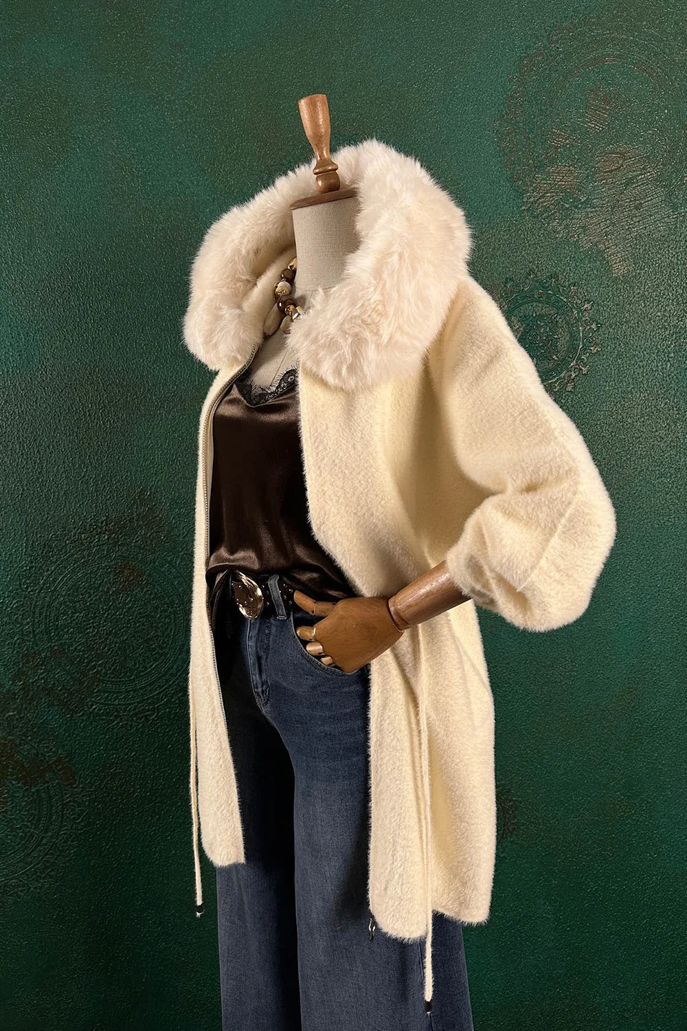 Kürk Yakalı Angora Ceket