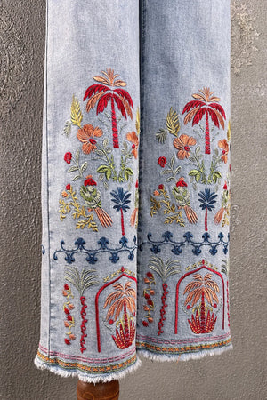 İşlemeli Denim Takım