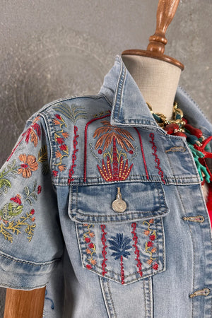 İşlemeli Denim Takım